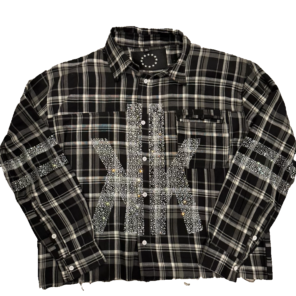 KK Rhinestone Flannel - Grey
